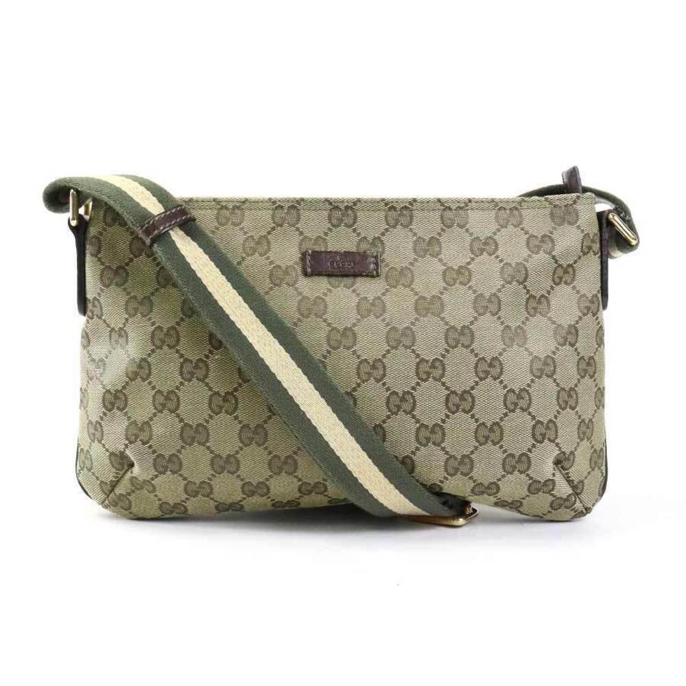 Gucci GG Canvas Crossbody Bag Khaki Green Gold